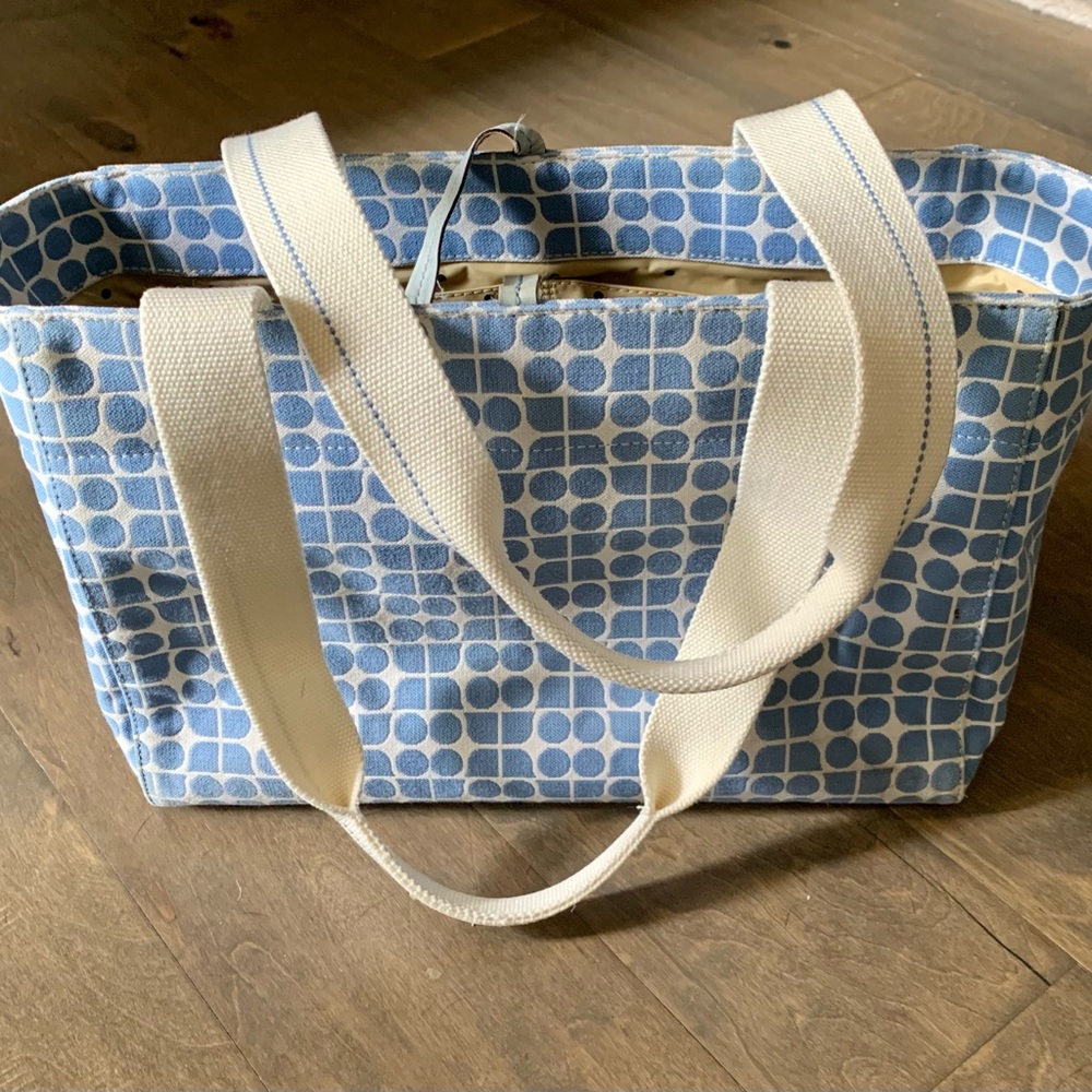Kate Spade diaper bag w/changing pad. Baby blue and cream w/tan interior.
